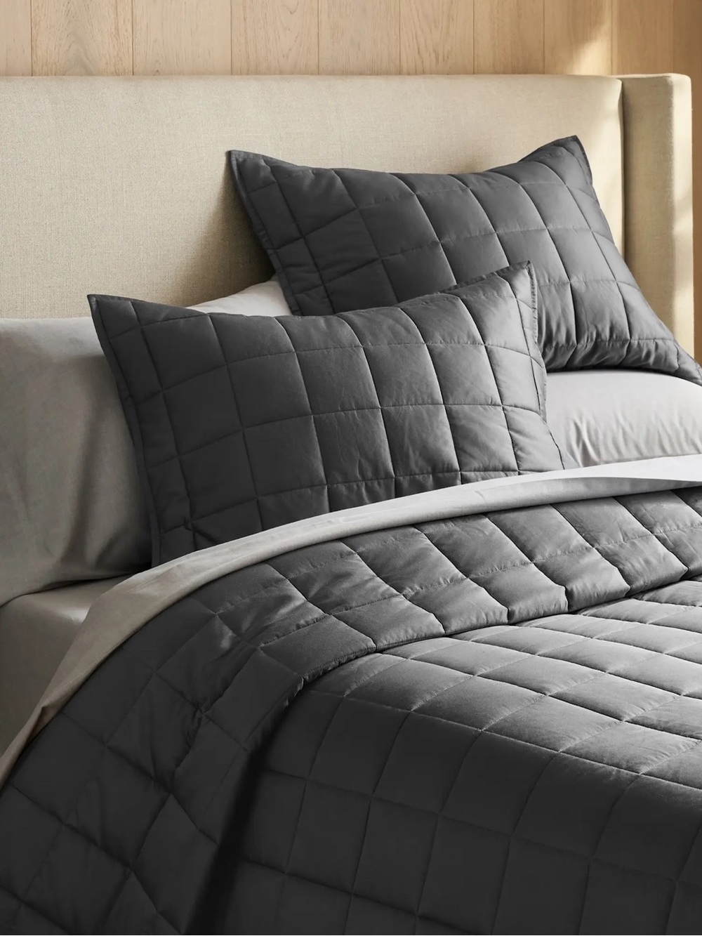 Quince Bamboo Box Quilt set King/Cal King Charcoal